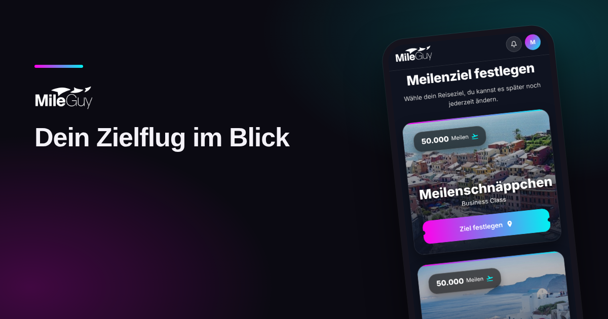 Zielflug in der MileGuy App festlegen