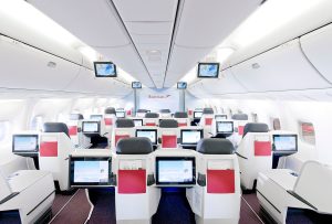 Business Class Kabine von Austrian Airlines auf der Langstrecke